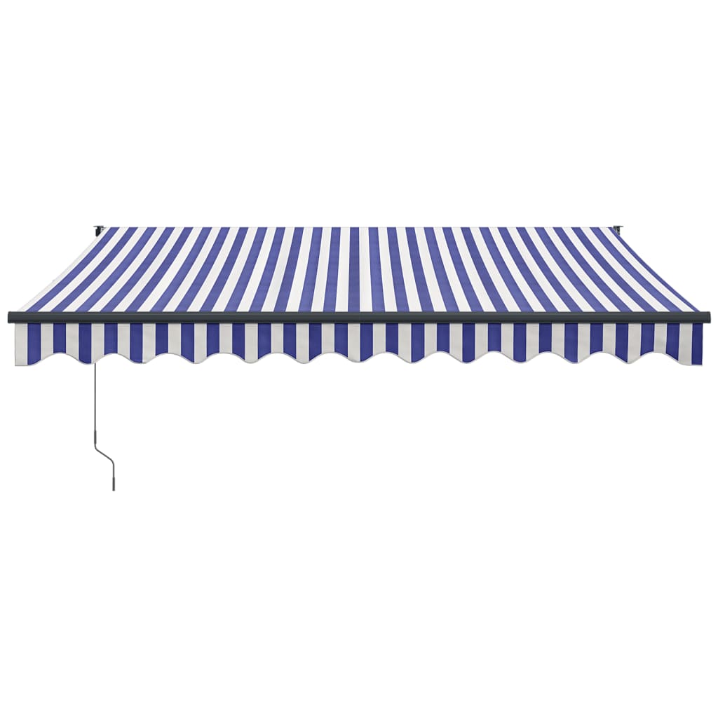 Electric Awning with Crank Blue and White 3x2.5 m