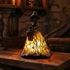 Unique Halloween Gift for Friends Witch Lamp, Stained Glass Style Gothic Table Lamp with Lantern, LED Resin Night Light Tabletop, Mantel, Bedroom