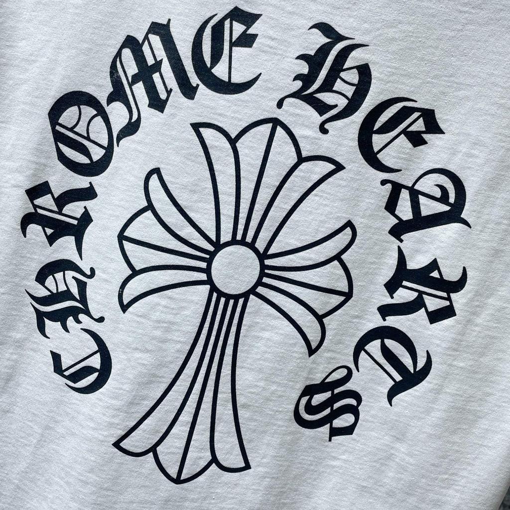 8010 CHROME HEARTS Лето 2026 Новая Высококачественная Хлопковая Круглый Вырез Свободная Большого Размера Мужская и Женская Футболка Футболка для Пары
