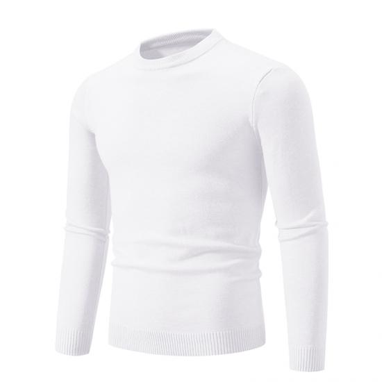 Autumn Men Thin Solid Color Elastic Slim Fit Pullover Sweater Basic Inner Layer Lightweight Warm Casual Knitwear Top for Male