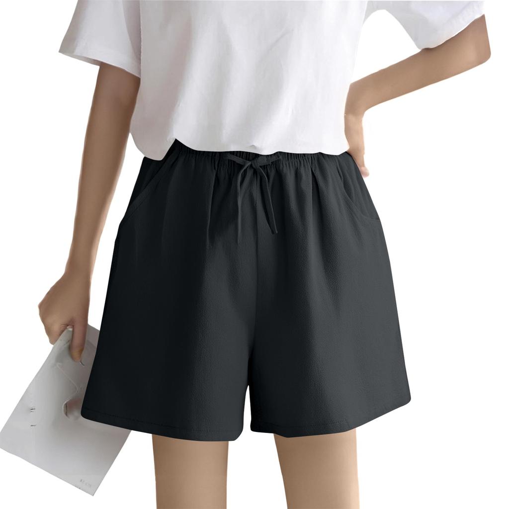 Женские однотонные повседневные спортивные шорты из льна, хлопка и конопли