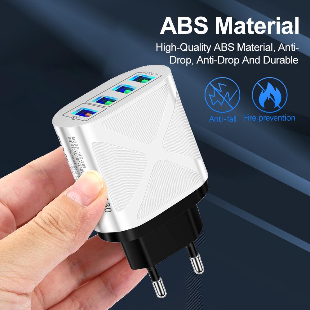 New QC3.0 4-Port Fast Charger: 5V/9V/12V European, American, British & Australian Standard