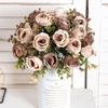Осень Ретро Искусственные Цветы Кофе Шелковая Белая Роза Рождество Свадьба Садовая Арка Искусственный Цветок Украшение Дома Комнаты Реквизит для Фото