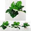 Artificial Green Plant Pot With 9 Turtleback Leaf Faux Foliage For Home Decor And Photography