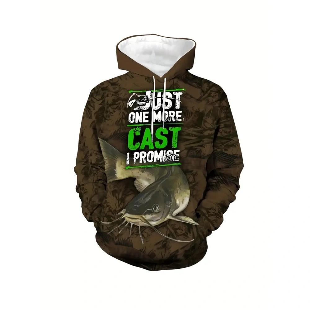 Модные худи с принтом рыболовного узора для мужчин, осенне-зимние, для улицы, свободные, для энтузиастов, с длинным рукавом и карманами, мужская толстовка