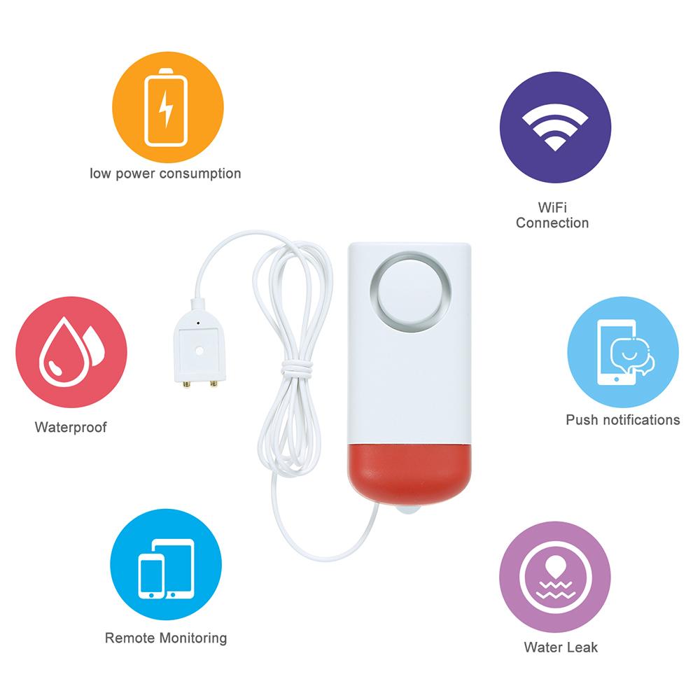 Умный датчик утечки воды WiFi, датчик утечки воды, датчик вторжения, сигнализация перелива, пульт дистанционного управления Tuya Smart Life для домашней безопасности