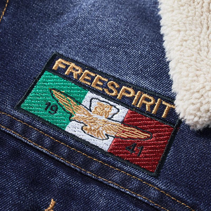 Зимняя мужская уличная повседневная флисовая утолщенная теплая джинсовая куртка мужская хлопковая куртка топ