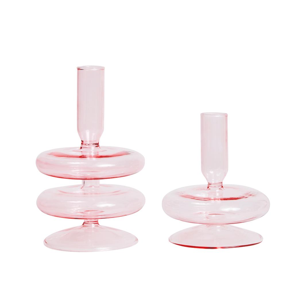 Pink Glass Candle Holder Taper Candlesticks Holder Wedding Table Centerpieces Nordic Home Decoration Wedding Decoration