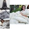 Large Soft Chunky Knitted Thick Wool Blanket With Versatile Colors For Cozy Comfort