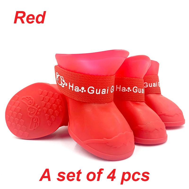 4 шт. обуви для собак конфетного цвета, водонепроницаемые резиновые ботинки для маленьких, средних и больших собак, кошек, обувь для улицы, ботильоны, аксессуары для домашних животных