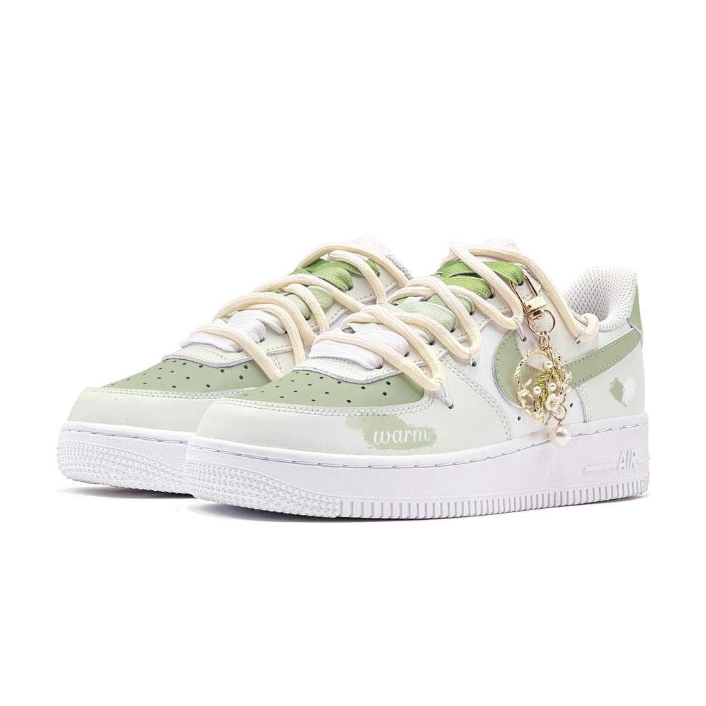 Nike Air Force 1 Air Force 1, Летнее Теплое Солнце, Маленькое Сердце, Молодежная Энергия Низкие Кеды для Скейтборда GS Зеленый Белый DH2920-111(TeamS-S-BOX)