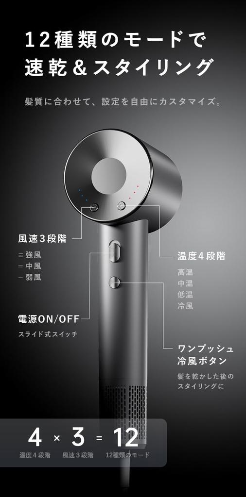 Iris Plaza Hair Dryer, Black, High Airflow, Negative Ion, Lightweight, Compact, VS-BT10 BK