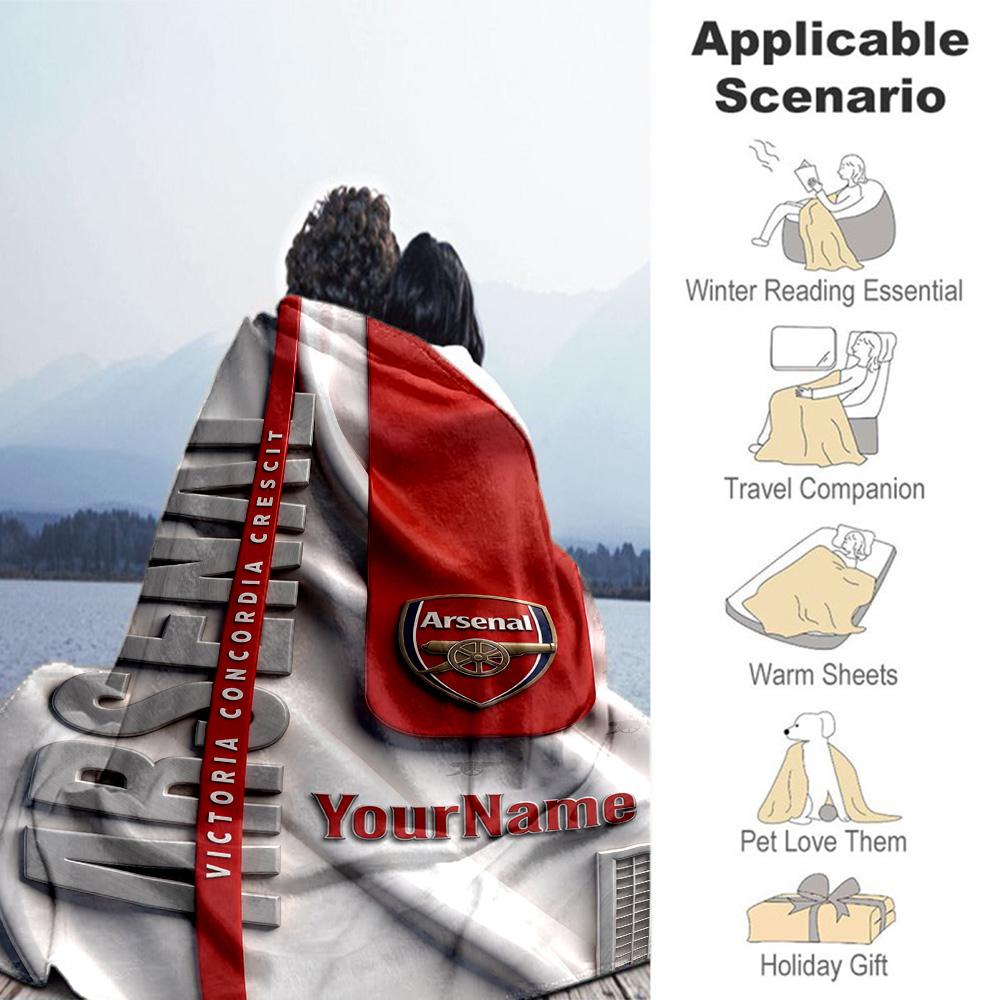 Arsenal Personalized Text Blanket Gift Personalized Blanket Soft Warm Cozy for Seaside Living Room Office Bed for All Occasions