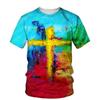 Крест принт 3D футболка Иисус Христианская мода церковь топ с короткими рукавами большой размер летние повседневные мужские