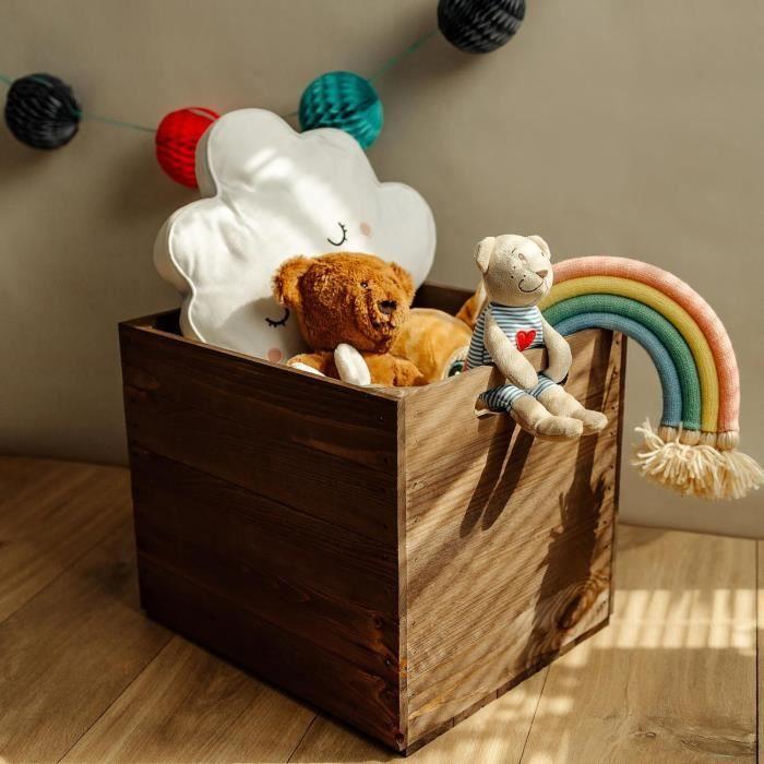 Cube de Rangement en Bois Marron Compatible Étagères KALLAX et EXPIDIT 33x37x33cm - CREATIVE DECO