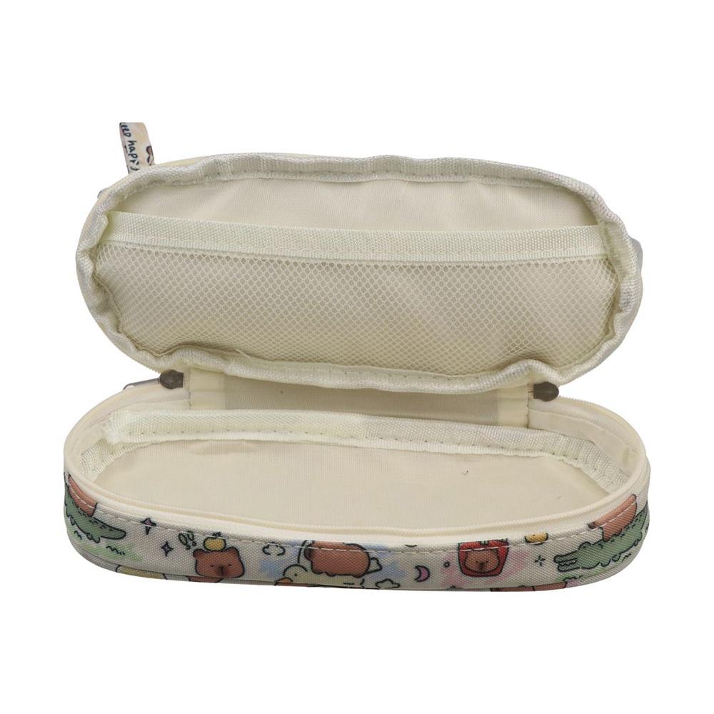 Cartoon Student Pencil Pouch Canvas Stationery Storage Bag Simplicity Transparent Pencil Case  Girl