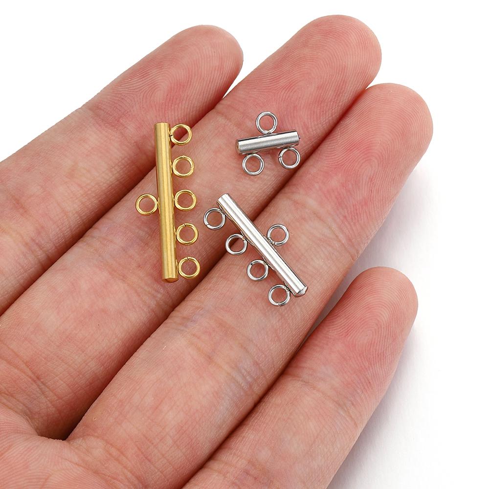 20pcs Stainless Steel Necklace Bracelet Layer Clasps Pendant Bail Connector Drop DIY Connectors For Jewelry Making Supplies