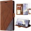 Case - Efconnection - for Samsung Galaxy S24 Plus - Leather Effect - Shockproof - 2 Tempered Glasses