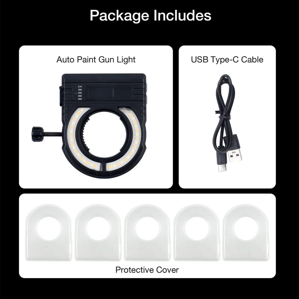 New Spray Gun Light, 5 Adjustable Colors, 4-Hour Battery Life, Painting Aid Light, Spotlight, Workshop Painting Tool Accessories