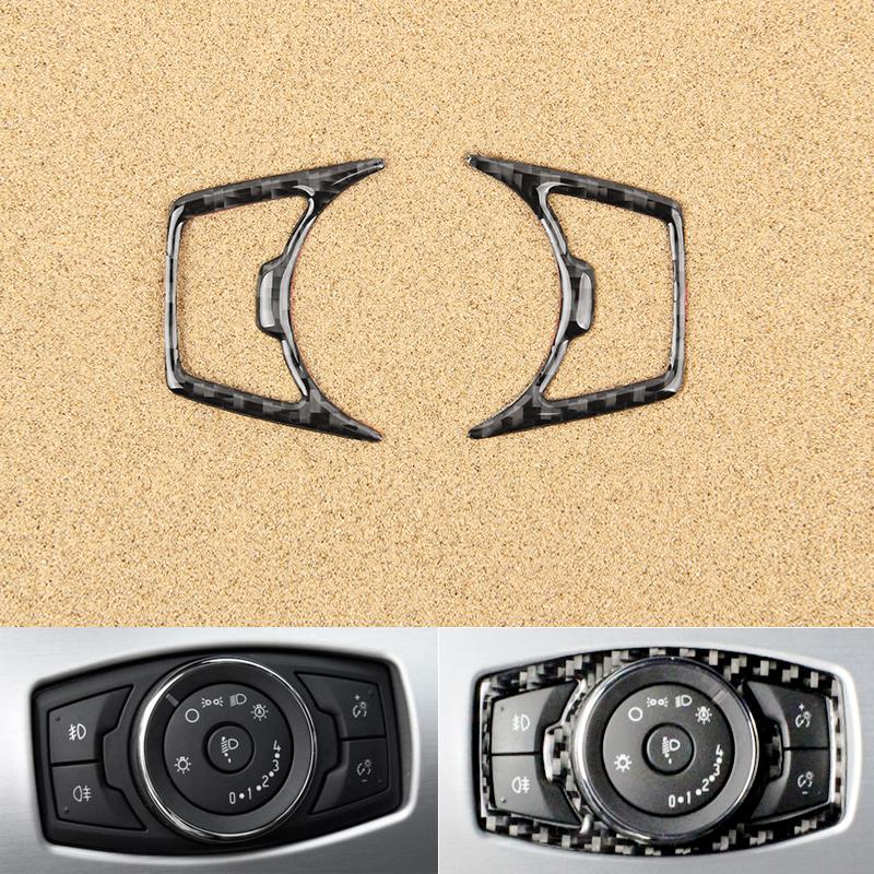 Для Ford Mustang 2015 2016 2017 2 шт. углеродное волокно салона автомобиля кнопка переключения фар декоративная наклейка