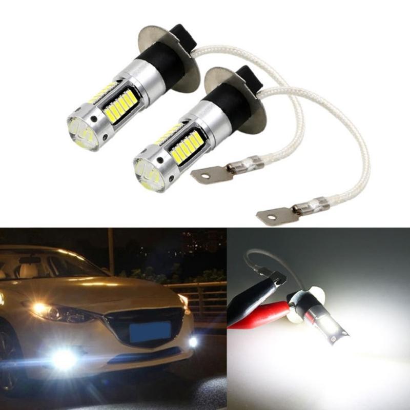 2x Canbus-LED Car Light Daytime Running Headlight H3 4014 30SMD 9006 Lamp Fog Lights Super Bright Automotive Accessories