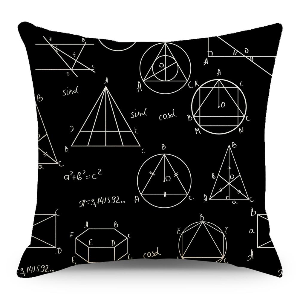 Mathematics, Physics and Chemistry Equations Pillow Cover Personalized Geometric Formula Graffiti Students' Bedside Linen Sleeping Pillow Cover