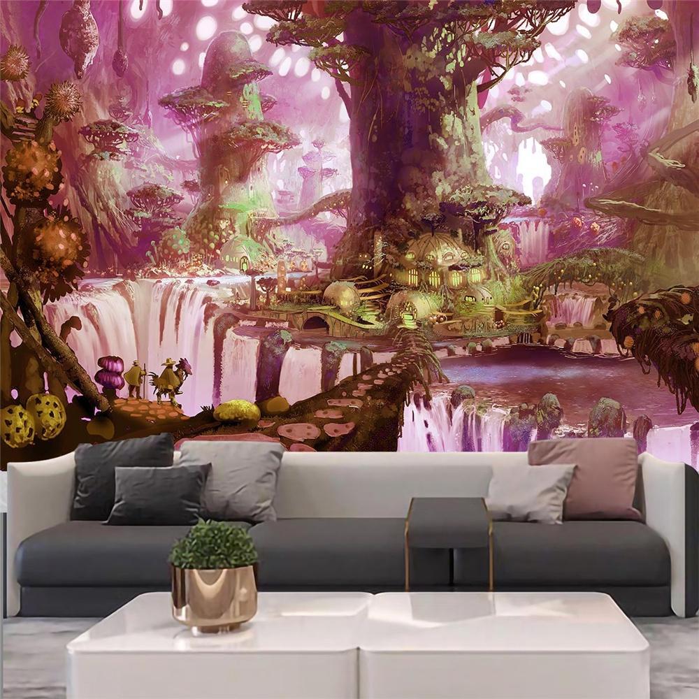 Настенный фоновый тканевый гобелен с вороной, медитация, психоделический рунный художественный настенный психоделический абстрактный гобелен