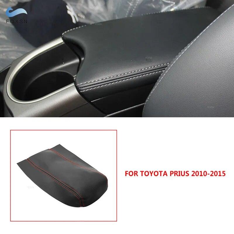 Мягкий кожаный чехол на подлокотник для Toyota Prius 2004-2012 2013 2014 2015, автомобильный центральный подлокотник, кожный чехол, наклейка, отделка