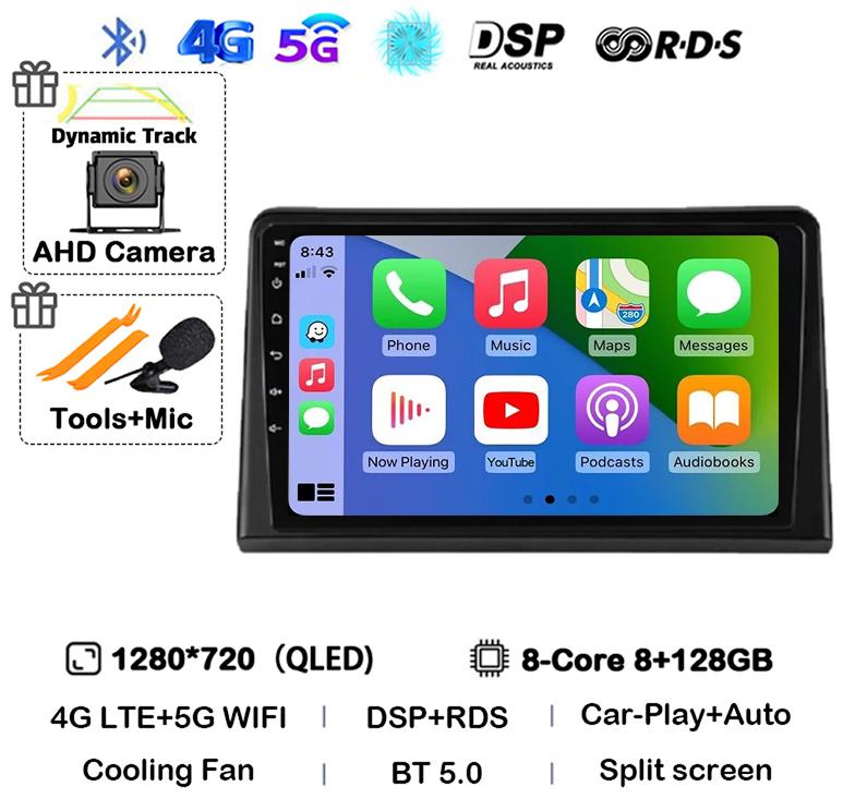 Android 14 Carplay Auto Автомагнитола для Renault Express 2021 Мультимедийный видеоплеер GPS-навигация Авторадио 360 Камера Стерео