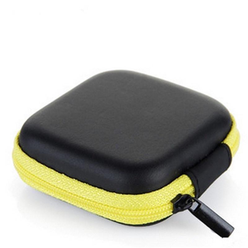 Mini Zipper Headphones Box In-ear Earphone Cases EVA Square Earbuds Headset Carry Pouch Bags