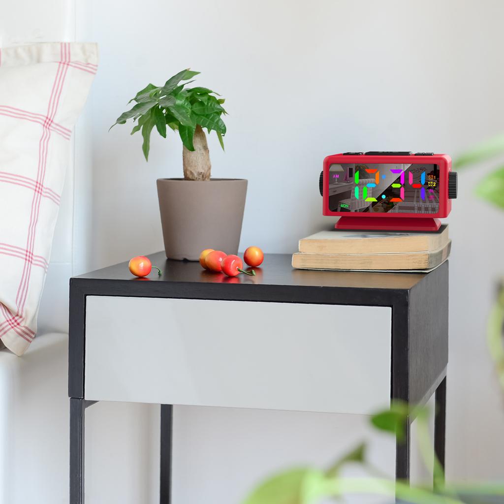 Colorful Digital Alarm Clock with 7 Colors and 4 Color Changing 5""  Dimmable Large LED Display