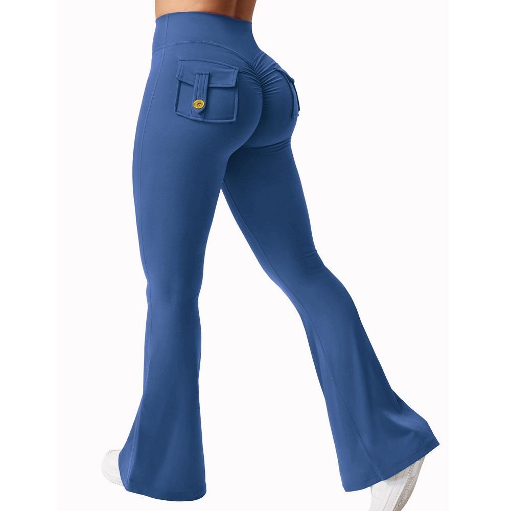 Фитнес Леггинсы для Йоги для Женщин Карманы на Пуговицах Леггинсы для Тренажерного Зала Леггинсы с Высокой Посадкой Подтягивающие Ягодицы Леггинсы