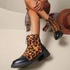 2025 Новые леопардовые замшевые цветные ботильоны на блочном каблуке с передней молнией, противоскользящие, износостойкие, женские модные короткие ботинки