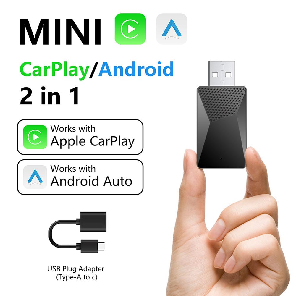 Проводной в Беспроводной Carplay и Android Auto AI Box USB Plug and Play 2 в 1 Донгл OTA Обновление для Автомобилей с Проводным CarPlay Android Auto