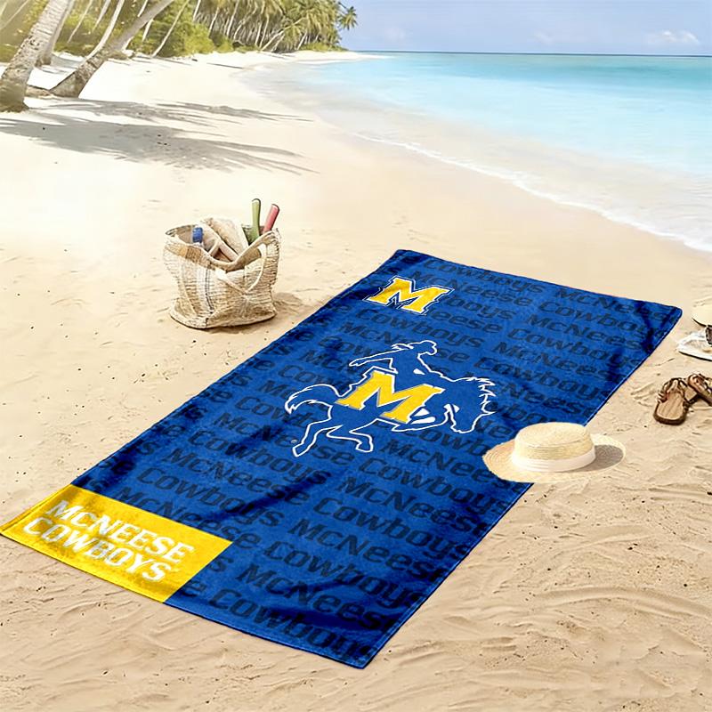 McNeese State Cowboys Print Beach Towel, Large Soft Quick Dry Towel for Beach Camping Swimming
