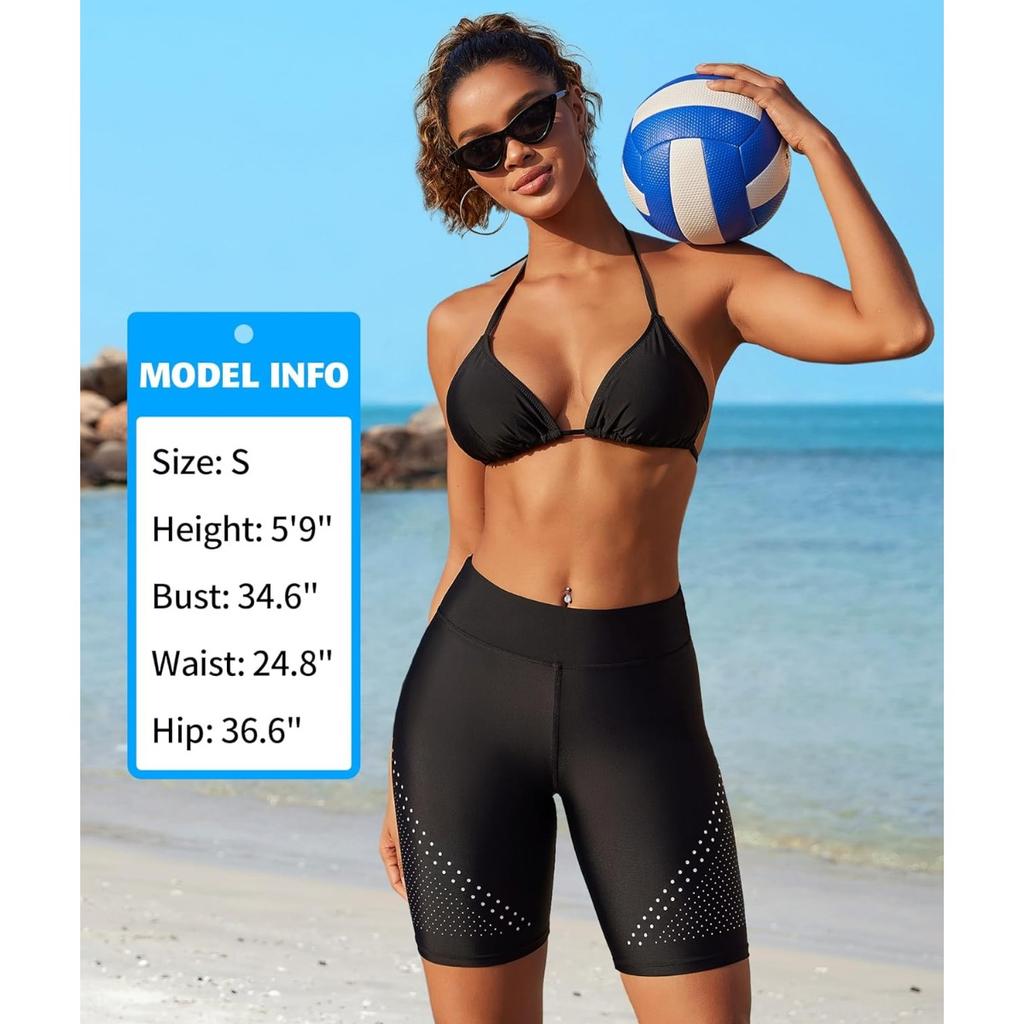 Женские шорты для плавания Charmleaks с высокой талией и принтом в горошек, быстросохнущие шорты с защитой UPF50+ и подкладкой