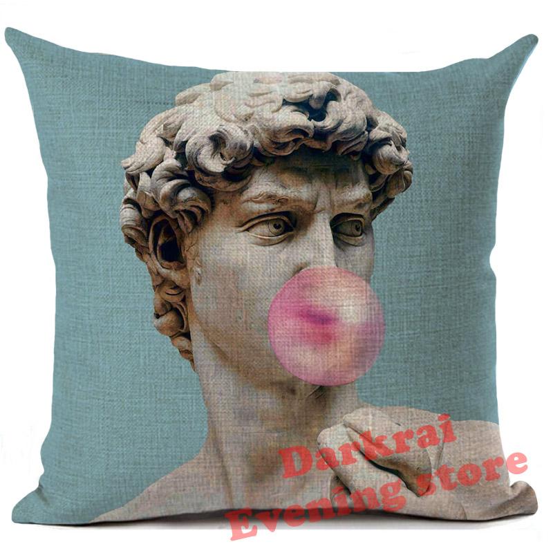 Cushion Cover Art Sculpture David Linen Pillow Cover Home Decoration Throw Pillows Car Sofa Decorative Pillowcase