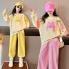 Костюмы для девочек Весенняя и осенняя одежда Детские повседневные спортивные штаны Свитера в стиле вестерн для больших детей Весенне-осенний корейский костюм-двойка
