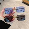 Rimless Sunglasses Small Rectangle Shape Frame Fashion UV Protection Glasses for Women Men Gradient Clear Lens Eyewear