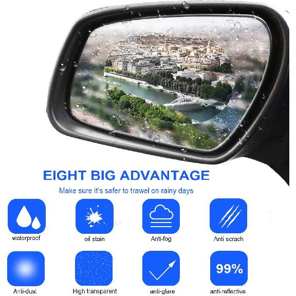 12 Pieces Car Rearview Mirror Film Rainproof Waterproof Anti Fog Nano Coating for Mirrors and Side Windows