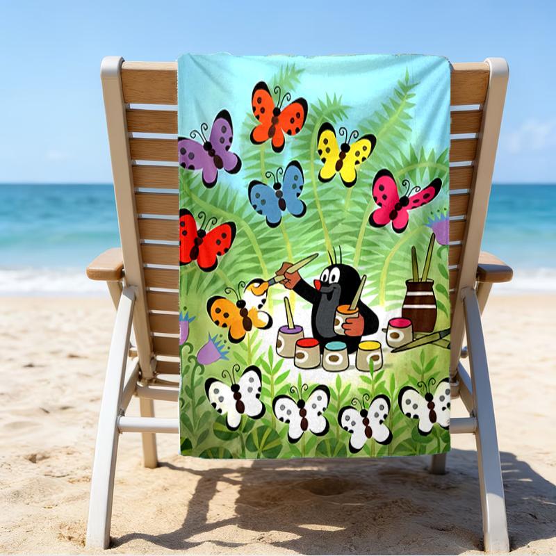 proof beach towel with a The Little Mole1 pattern - soft,absorbent,quick-drying,machine washable - perfect for swimming,camping,bathing
