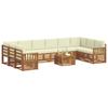 Outdoor Sofa Set 11 pcs Natural & Cream Solid Acacia Wood