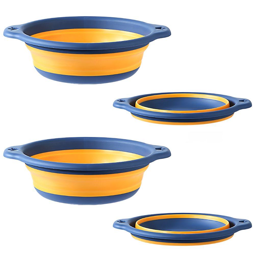 2 Pack Portable Plastic Dishpan 9.06 Inch 12.6 Inch Size Round Wash Basin Foldable Hanging Design Basins Kitchen