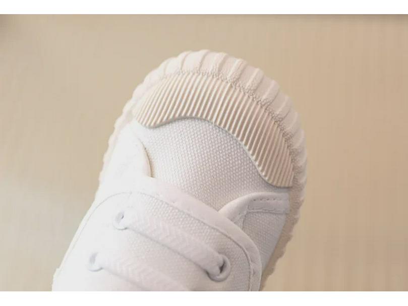 Детские низкие кеды из парусины на липучках - мягкая подошва, весна/осень, белые, унисекс, детская обувь