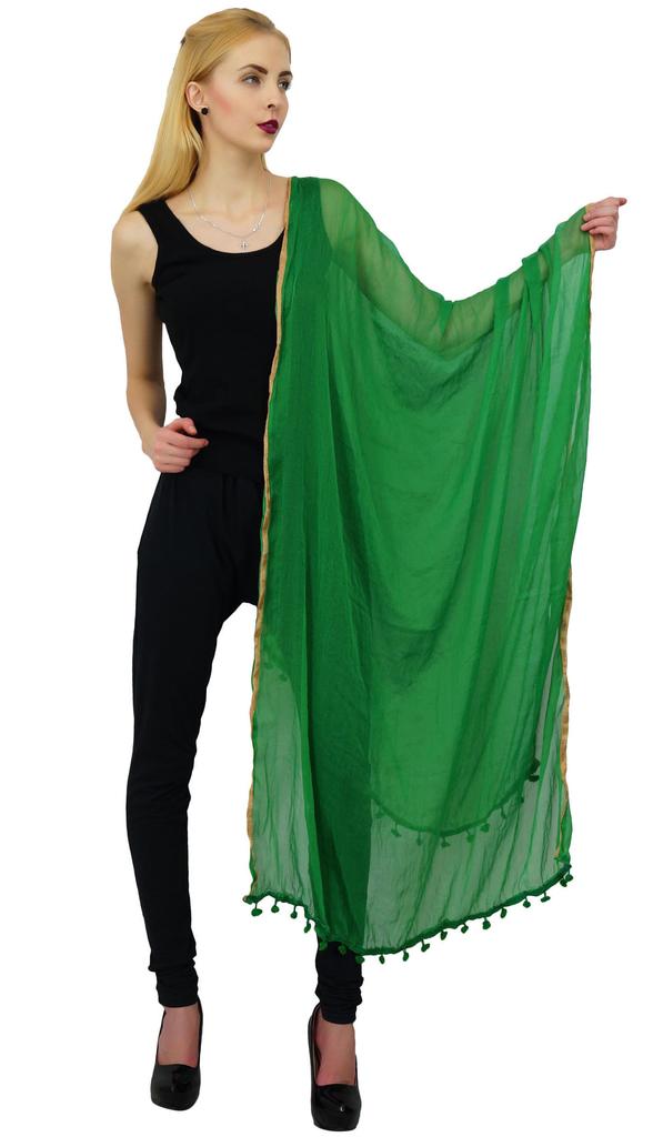Индийский длинный шарф Dupatta Chunni из смесового шифона с запахом и кисточками