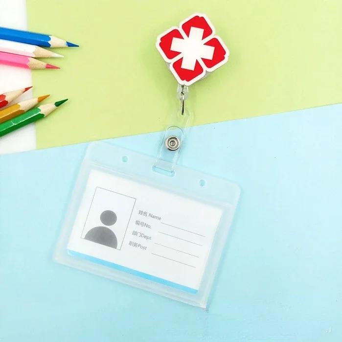 Прозрачный пластиковый чехол для ID-карты врача, медсестры, значка, держатель для значка с вытяжным шнуром, чехол, защитный чехол