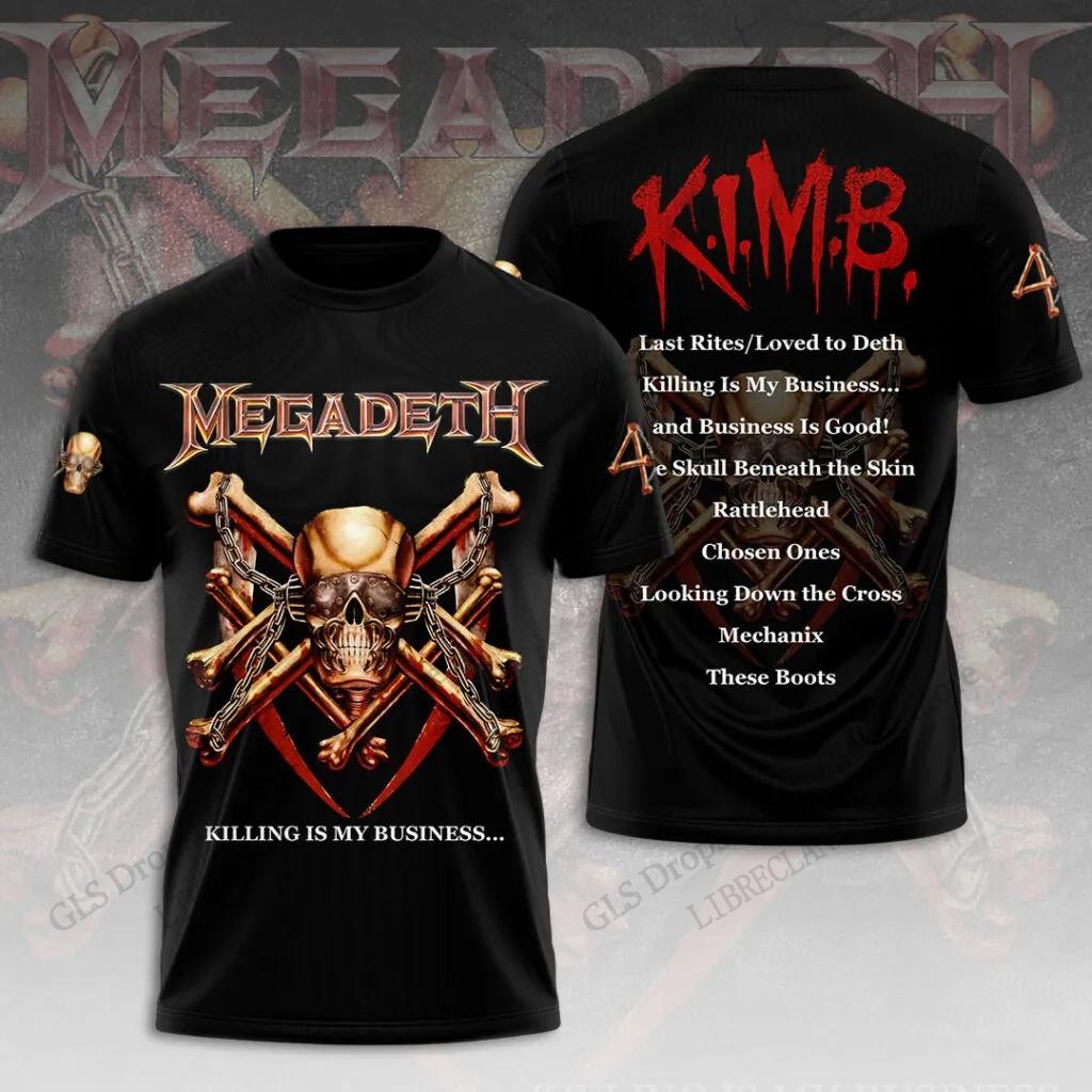 Тяжелый металл Рок-группа Megadeth 3D-печать Креативный Хип-хоп Крутой Топ Летний Мужской Повседневная Мода Короткий рукав Круглый вырез Одежда