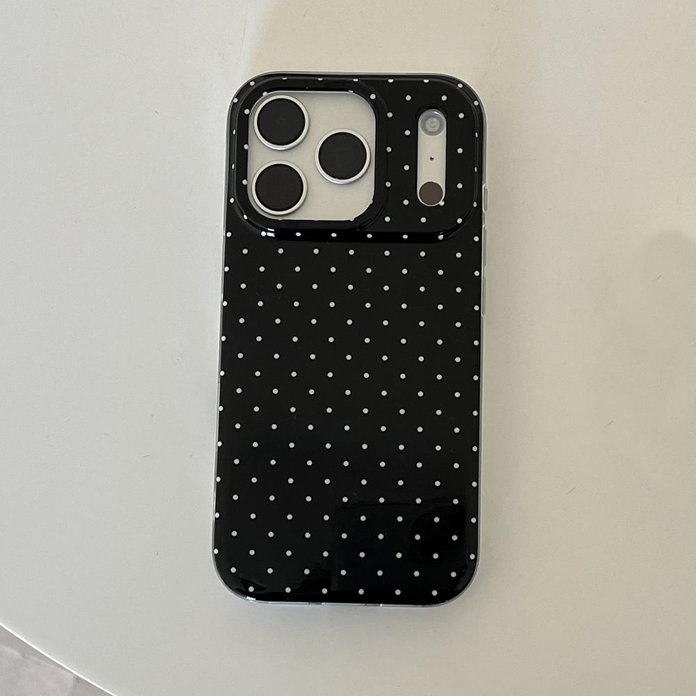 3D Cute Heart Black Polka Dots Magnetic Wireless Charging Phone Case for iPhone 16 15 14 17 Pro Max For Magsafe Case Funda