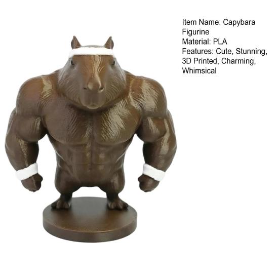 Забавная фигурка капибары, 3D-печатная статуэтка боксирующего/мускулистого животного, Новинка, Коллекционный настольный орнамент для декора полки дома и офиса