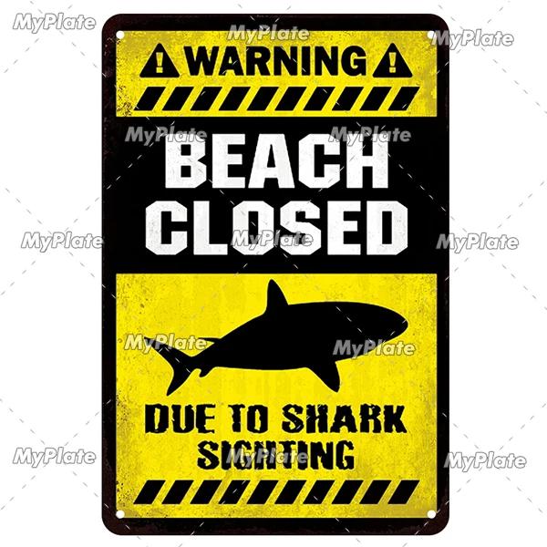 [MaPalte] Винтажный Предупреждающий Металлический Знак Акулы Жестяной Знак Украшение Табличка Домашний Настенный Декор Знак для Бара Домашний Декор Постер Дропшиппинг